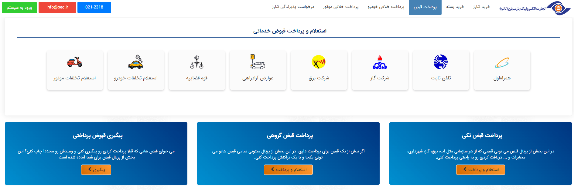 استفاده از خدمات تجارت الکترونیک پارسیان در راستای از خدمات غیرحضوری مخابرات